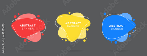 Set of colorful modern flat abstract liquid blob banner