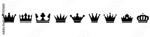 Crown icons vector set. king illustration symbol collection. queen sign or logo.