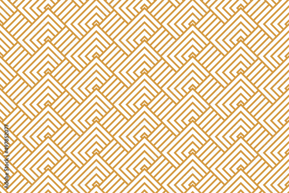 Abstract geometric pattern with stripes, lines. Seamless vector background. White and gold ornament. Simple lattice graphic design