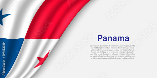Wave flag of Panama on white background. photo