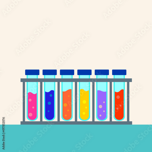 Laboratory test tubes containing solutions