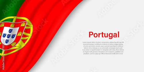 Wave flag of Portugal on white background.