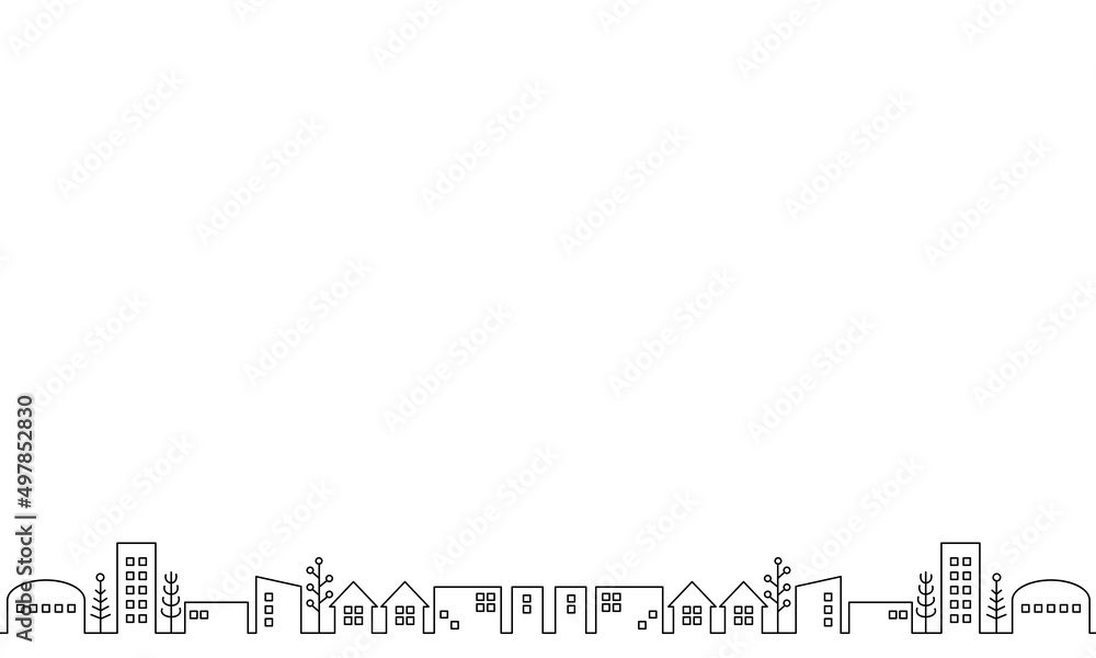 街並み 線画 シンプル 単色 イラスト素材 Stock Vector Adobe Stock