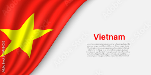 Wave flag of Vietnam on white background.