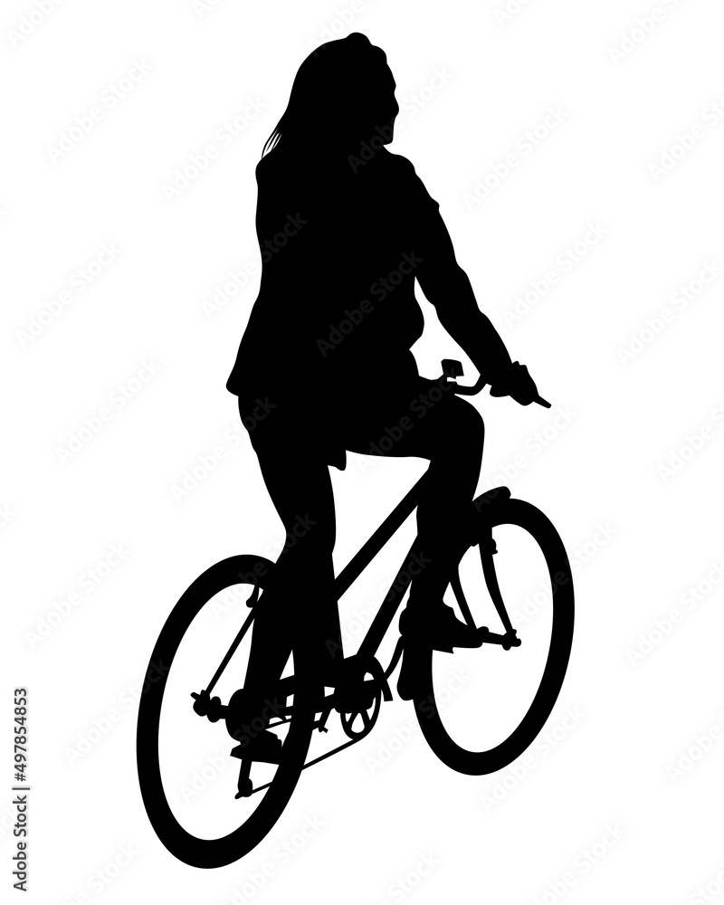 Obraz premium Young athlete on a bike for extreme stunts. Isolated silhouette on a white background
