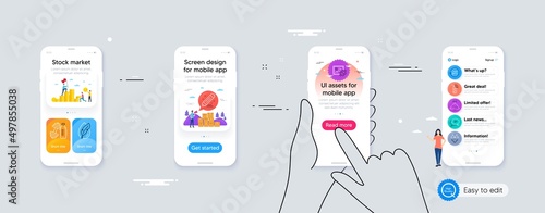 Text message, Puzzle image and Lingerie minimal line icons. Phone ui interface. Brand contract, Dumbbell, Hypoallergenic tested icons. Water glass, Cashback, Ceiling lamp web elements. Vector