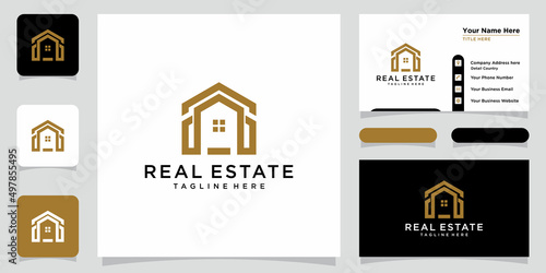 Creative modern building real estate logo design with business card design