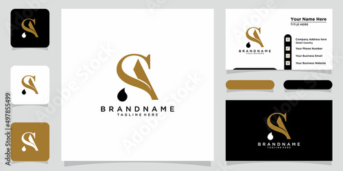 Alphabet AS or SA illustration monogram vector logo template with business card design  photo