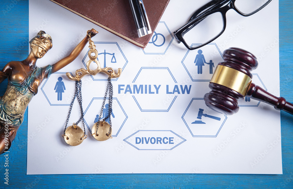 Family Law. Judge gavel and book on the desk Family Law. Judge gavel and book on the desk