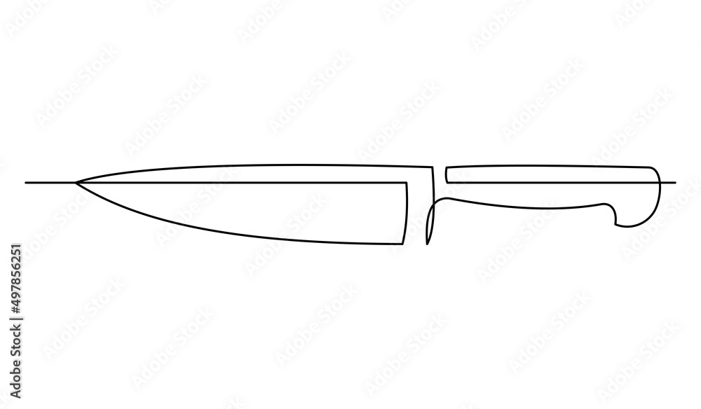 Continuous single one line drawing of sharp knife weapon utensil vector illustration Continuous single one line drawing of sharp knife weapon utensil vector illustration