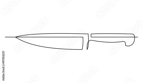 Continuous single one line drawing of sharp knife weapon utensil vector illustration
