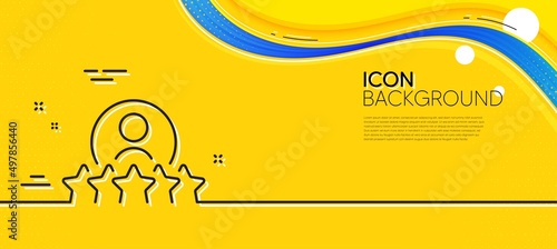 Business rank line icon. Abstract yellow background. Employee nomination sign. Human rating symbol. Minimal human rating line icon. Wave banner concept. Vector