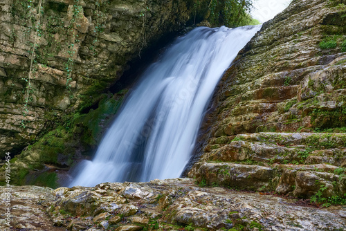 Olginskie waterfalls  Abkhazia. View of the Olginskie waterfalls in the spring.