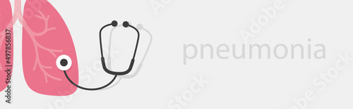 Lungs and stethoscope. World pneumonia day. Examine and check your lungs. banner