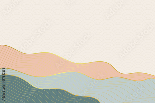 abstract wave style background with geometric japanese pattern and wavy lines