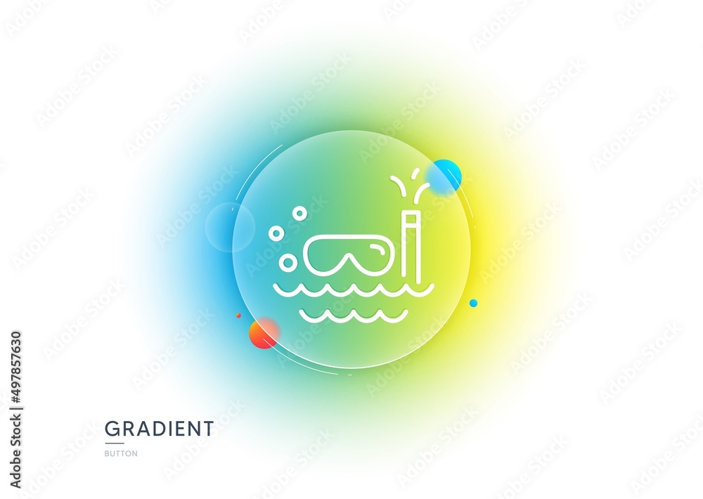 Travel scuba diving line icon. Gradient blur button with glassmorphism. Trip swimming sign. Holidays symbol. Transparent glass design. Scuba diving line icon. Vector Travel scuba diving line icon. Gradient blur button with glassmorphism. Trip swimming sign. Holidays symbol. Transparent glass design. Scuba diving line icon. Vector