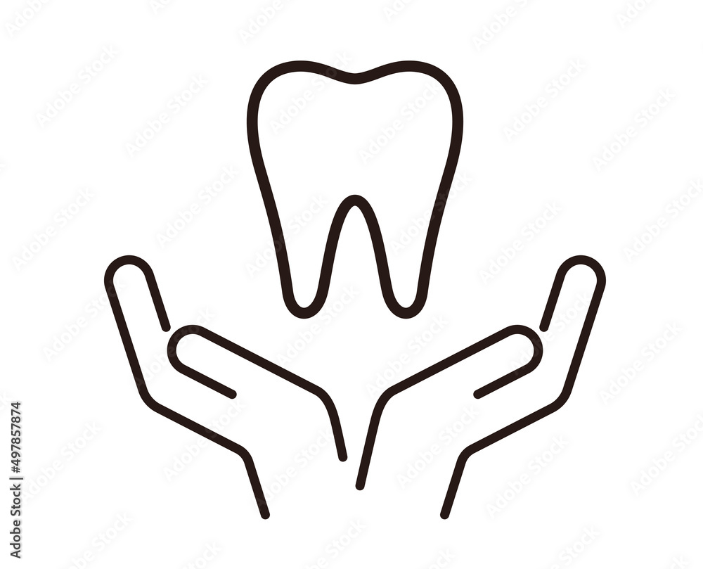 Tooth icon, hands holding tooth, take care of your teeth, Dental concept. Tooth icon, hands holding tooth, take care of your teeth, Dental concept.