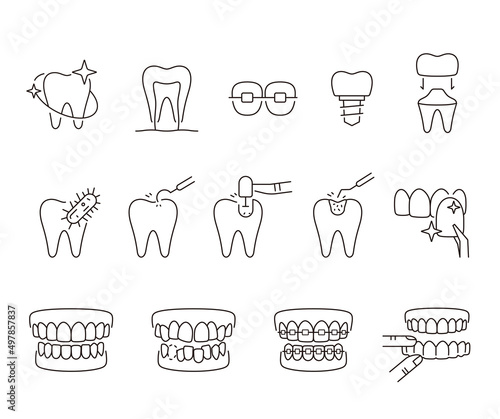 Tooth thin line icons, vector illustration