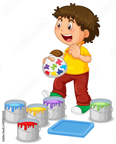 Little boy with paint palette
