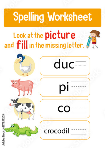 Worksheet design for spelling words
