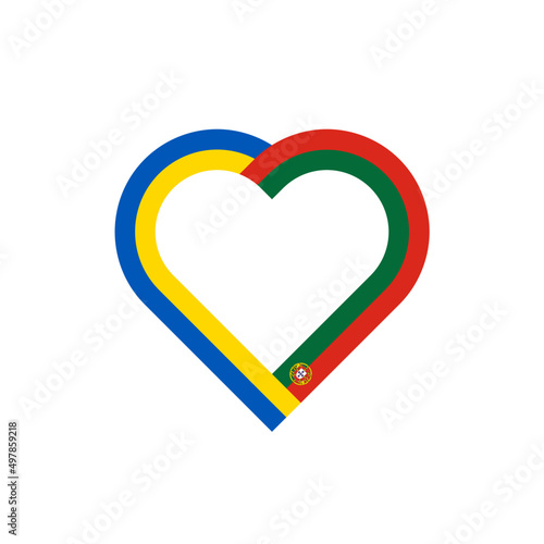 unity concept. heart ribbon icon of ukraine and portugal flags. vector illustration isolated on white background