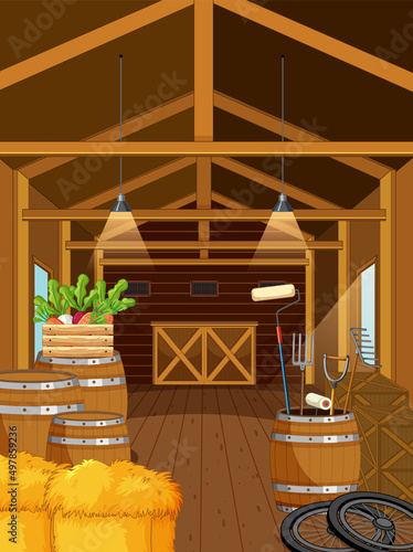 Scene inside the barn