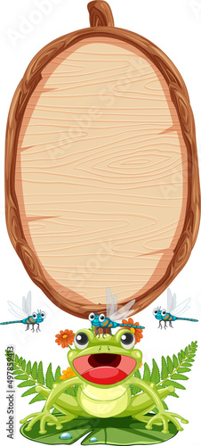Blank oval wooden signboard with animal