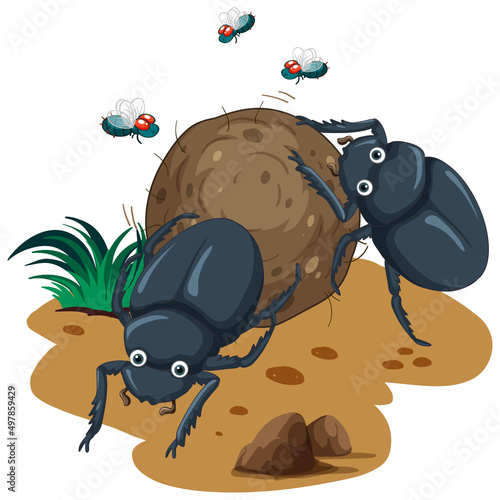 A dung beetle cartoon character