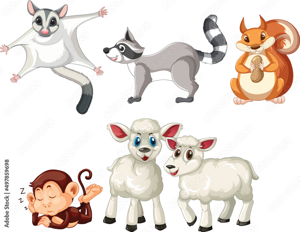 Many animals with happy face Many animals with happy face