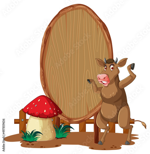 Blank oval wooden signboard with animal