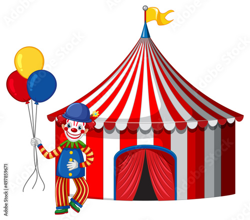 Clown infront of circus tent
