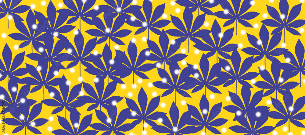 abstract pattern with cassava leaves, froral background with cassava leaves