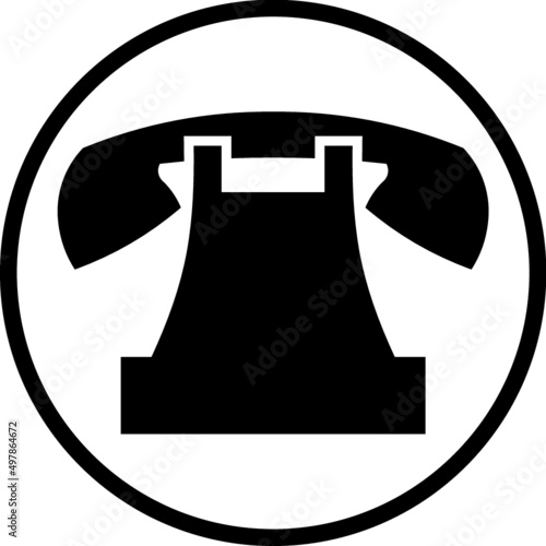 Vintage landline telephone silhouette illustration. Phone vector icon isolated
