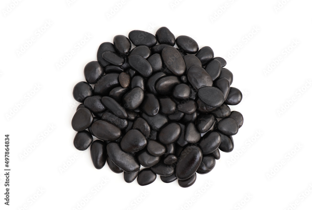 Black stone isolated on white background with clipping path.top view. Black stone isolated on white background with clipping path.top view.