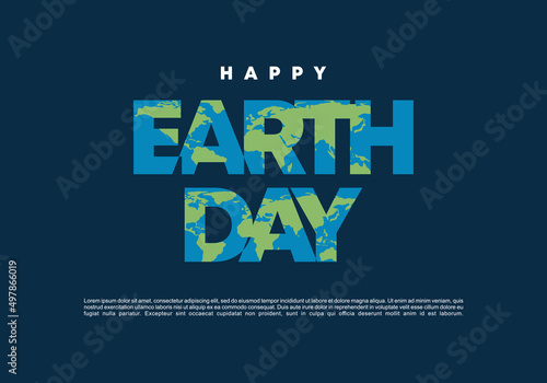 Happy earth day banner poster celebration on april 22 on blue color.