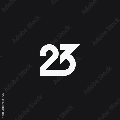 Number 23 monogram logo design.