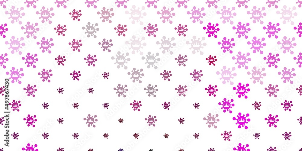 Light Pink vector pattern with coronavirus elements.