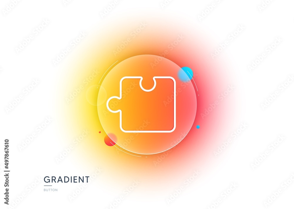 Puzzle piece line icon. Gradient blur button with glassmorphism. Jigsaw game shape sign. Business strategy element. Transparent glass design. Puzzle line icon. Vector Puzzle piece line icon. Gradient blur button with glassmorphism. Jigsaw game shape sign. Business strategy element. Transparent glass design. Puzzle line icon. Vector