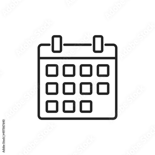 Calendar thin line icon. Linear symbol. Vector illustration.
