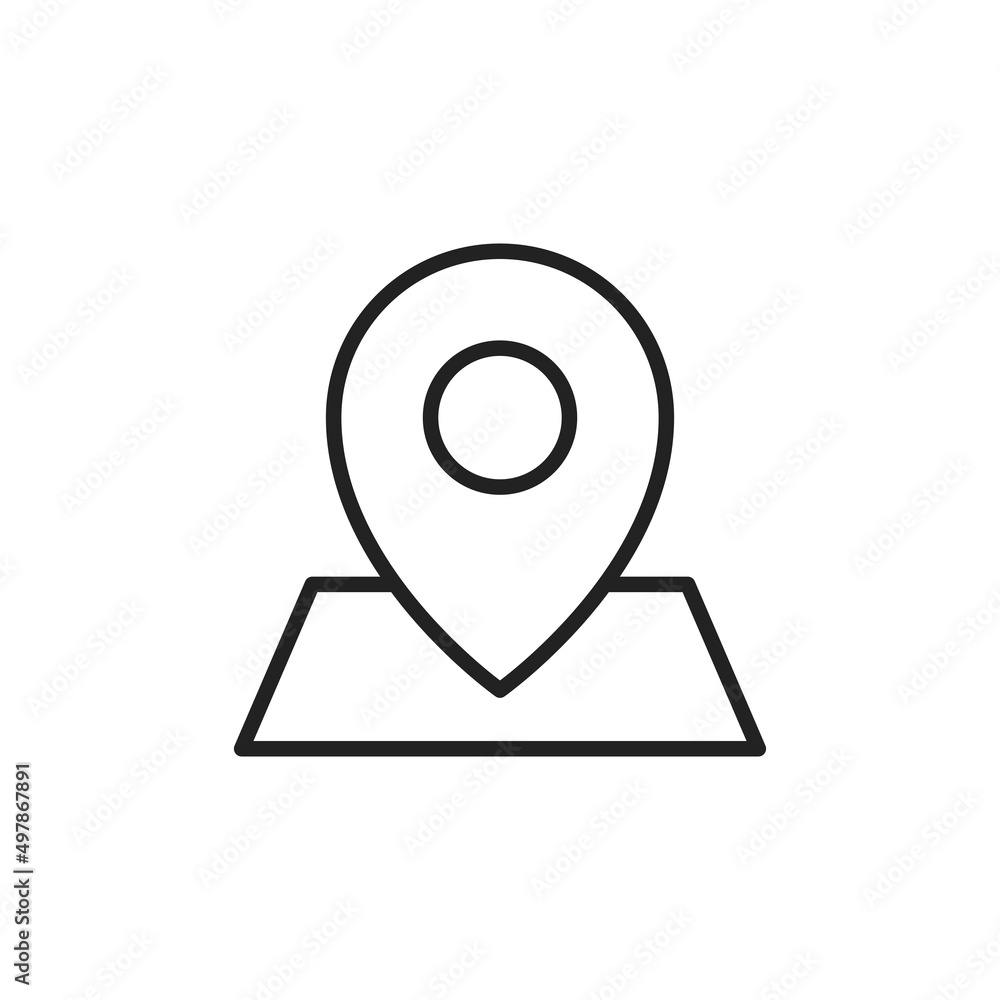 Navigation point on the map thin line icon. Linear symbol. Vector illustration.. Navigation point on the map thin line icon. Linear symbol. Vector illustration..