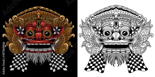 Barong balinese mask vector illustration