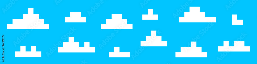 Set of pixel clouds. 8-bit. Video game style. Vector illustration Set of pixel clouds. 8-bit. Video game style. Vector illustration