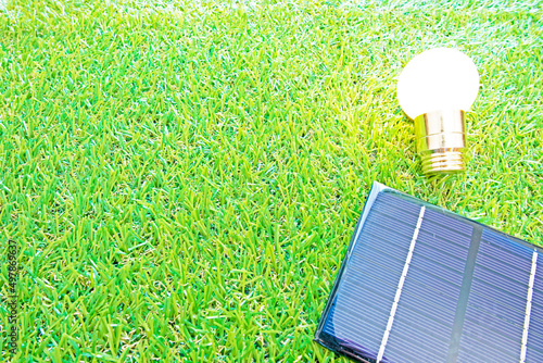 Wallpaper Mural grass and light bulb and solar panel Torontodigital.ca