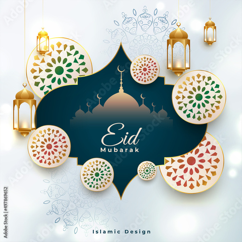 realistic 3d eid mubarak festival greeting design