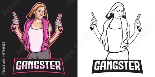 gangster girl esport logo mascot design