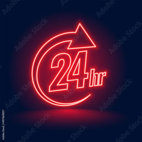 neon red sign of 24 hour of service