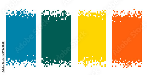 set of colorful pixel banners