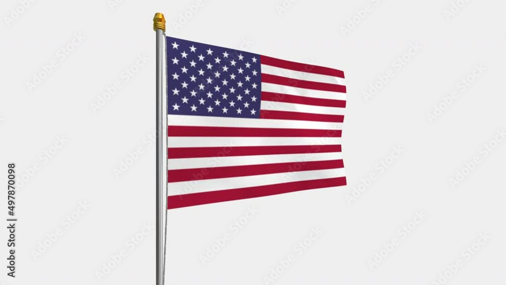 A loop video of the the United States flag swaying in the wind from the left perspective.
A loop video of the the United States flag swaying in the wind from the left perspective.