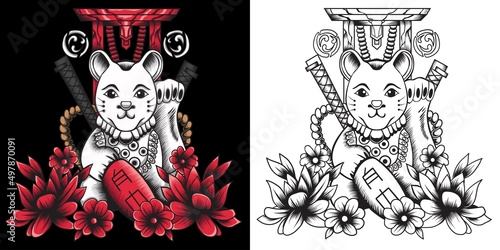 lucky japanese cat vector illustration