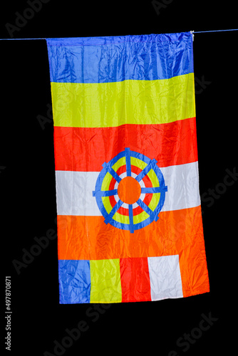 The Buddhist flag is a flag designed in the late 19th century as a universal symbol of Buddhism. It is used by Buddhists throughout the world.